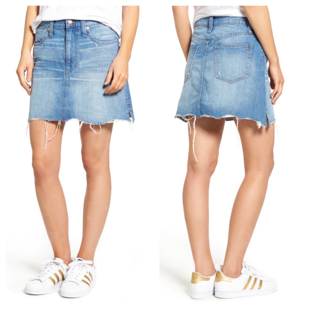 Madewell raw hem denim skirt
